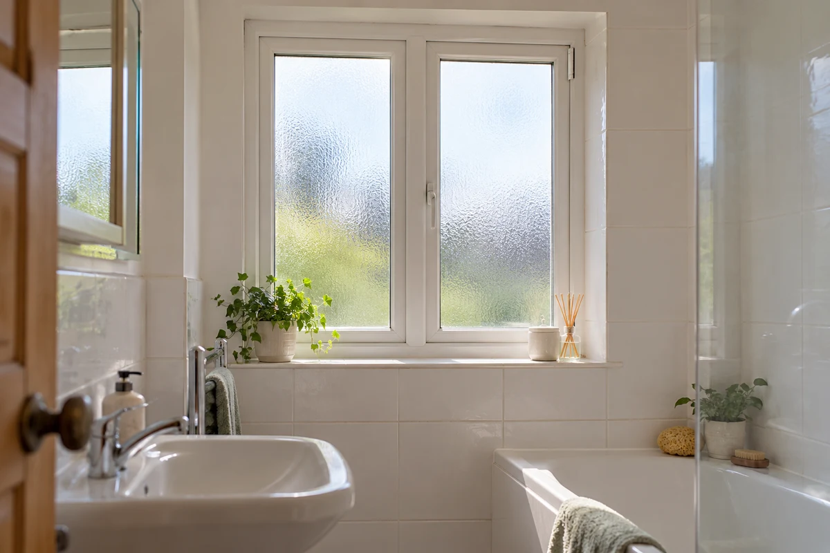 Small cream flush casement in a modest brick house