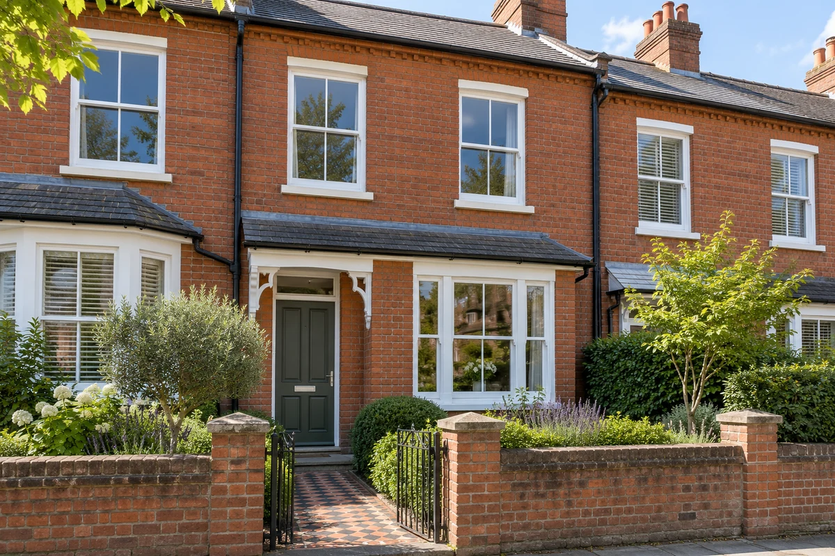 White sash windows in a modest Victorian frontage