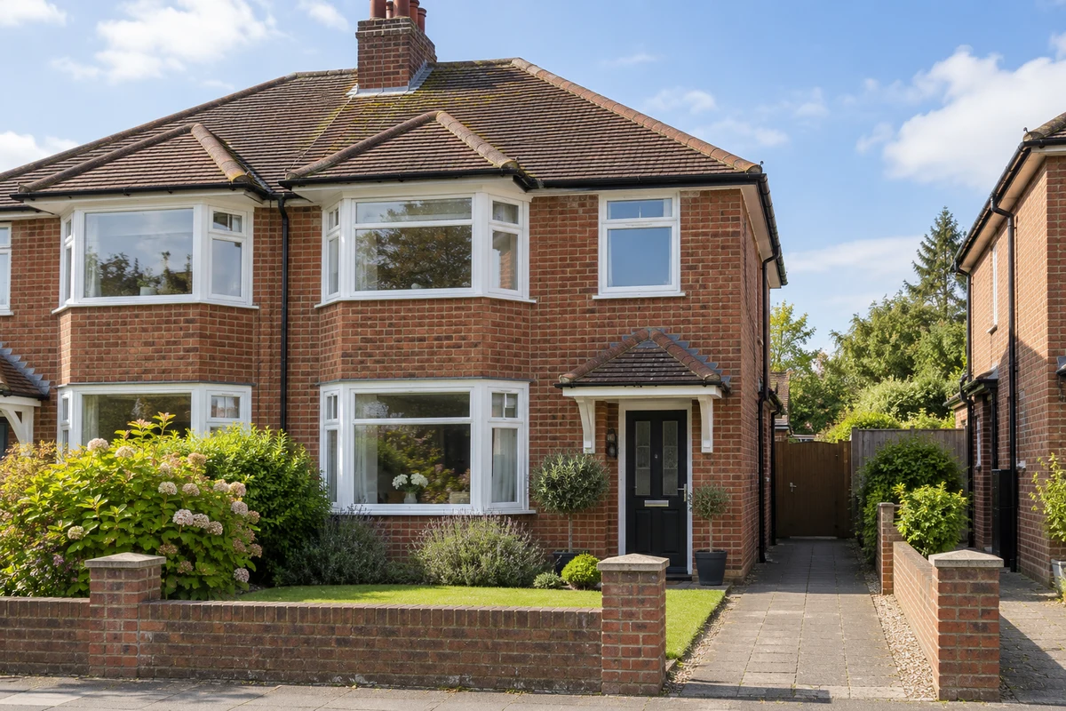 White flush casements on a modest semi